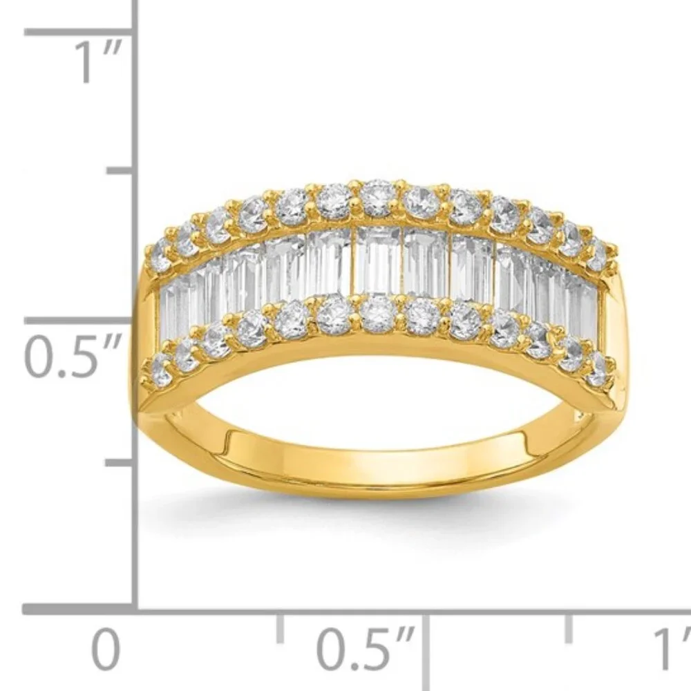 Sterling Silver Baguette Diamonelle Channel-Set Band Ring – Yellow Gold Vermeil